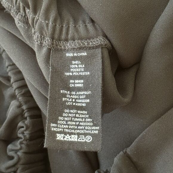 Theory Silk Classic GGT Jumpsuit Off the Shoulder Georgette Black M Boho Chic - Picture 5 of 16